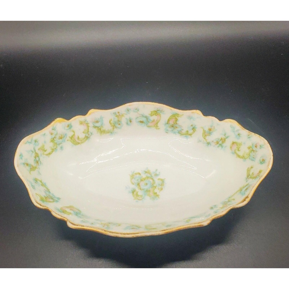 Antique Haviland Limoges Oval Trinket Candy Dish Porcelain Floral 7"